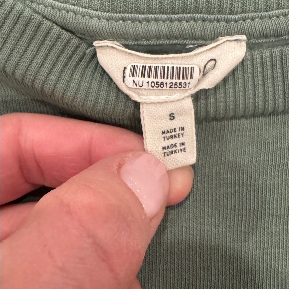 Anthropologie Pilcro Short Sleeve Sweatshirt mini dress Size Small Moss Green - Picture 8 of 12